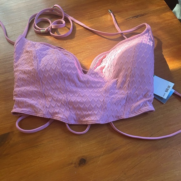 NWT Two Piece Isabella Rose Mauve Bathing Suit Size Large Mermaid Style Tropical - Picture 4 of 10